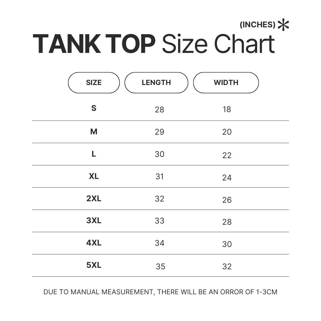Tank Top Size Chart - Lemon Demon Shop