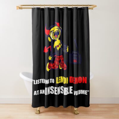 Listening To Lemon Demon At Volume Shower Curtain