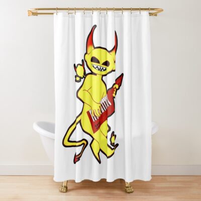 Bordered Lemon Demon Shower Curtain