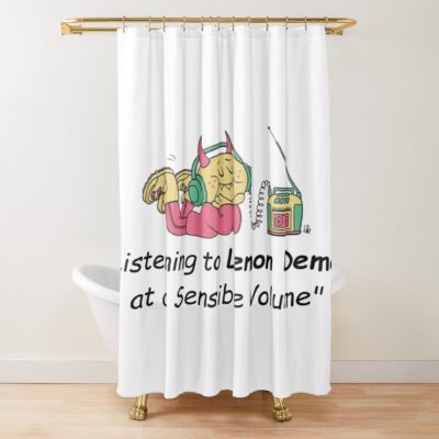 Listening To Lemon Demon Shower Curtain