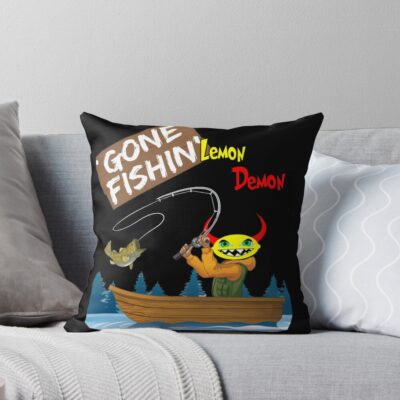 Lemon Demon Has Gone Fishing Throw Pillow